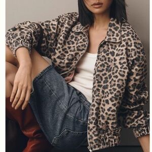 Rylie Leopard Bomber Jacket Anthropologie NWT XS